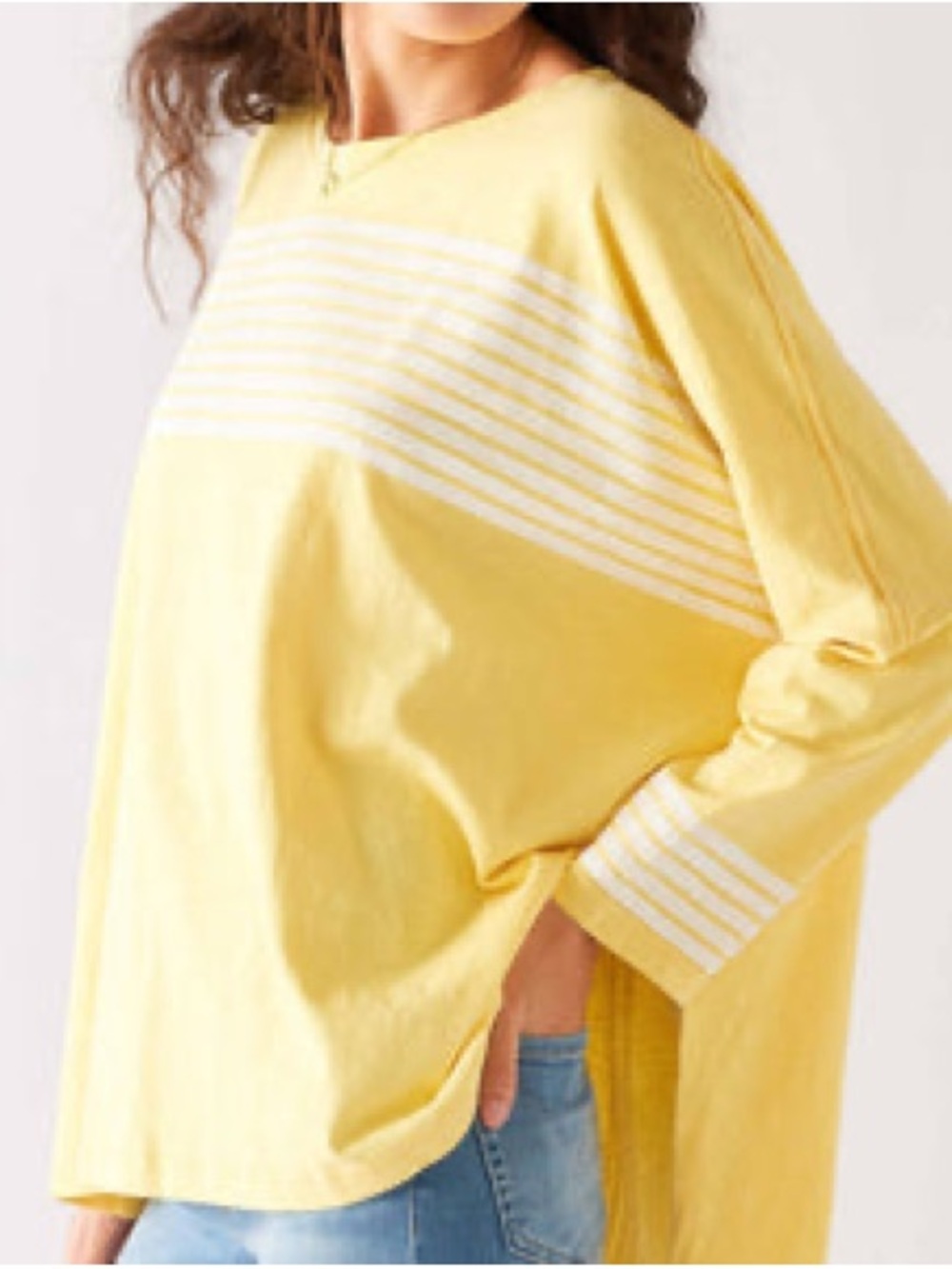 MerSea Catalina Slub Tee in Pineapple Stripe Yellow Oversized Shirt One Size